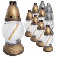 ZESTAW MAŁYCH SZKLANYCH ZNICZY KULKA CYRKONIA MIX KOLORÓW Z WKŁADEM 10szt