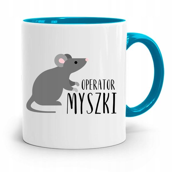 Kubek Błękitny Informatyka Operator Myszki Prezent Z Nadrukiem Ze Zdjęciem zdjęcie 1