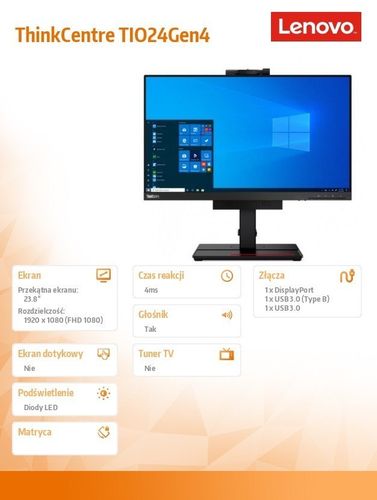 Monitor 23.8 ThinkCentre Tiny-in-One 24Gen4 WLED 11GDPAT1EU na Arena.pl