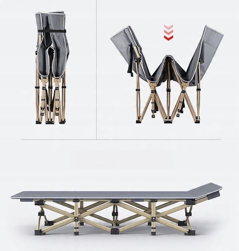 SKŁADANE ŁÓZKO TURYSTYCZNE Z GRUBYM MATERACEM 190X71x36 CM SZARY na Arena.pl