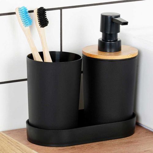 zestaw łazienkowy dozownik mydła i kubek 567019 czarny na Arena.pl