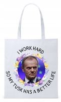 Donald Tusk Platforma Torba Eco Biała Shopper Z Nadrukiem Ze Zdjęciem