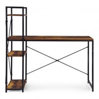 BIURKO KOMPUTEROWE LOFT 120X60 CM POSTARZANY ORZECH 3 PÓŁKI