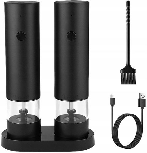 ELEKTRYCZNY MŁYNEK DO PIEPRZU SOLI PRZYPRAW AKUMULATOR USB-C ZESTAW 2 na Arena.pl