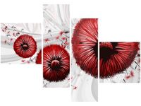 100 70CM OBRAZ 4 ELEM CZERWONE DMUCHAWCE 2 DRUK PŁÓTNO RAMA