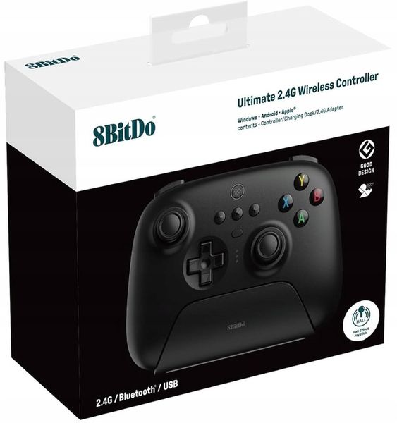 8BitDo Ultimate 2.4G BT Black v2 Hall Effect Pad Android Apple PC zdjęcie 1