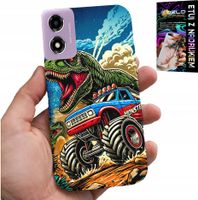 ETUI DO MOTOROLA MOTO E14 -DINOZAUR W MONSTERTRUCKU WZORY DLA DZIECI