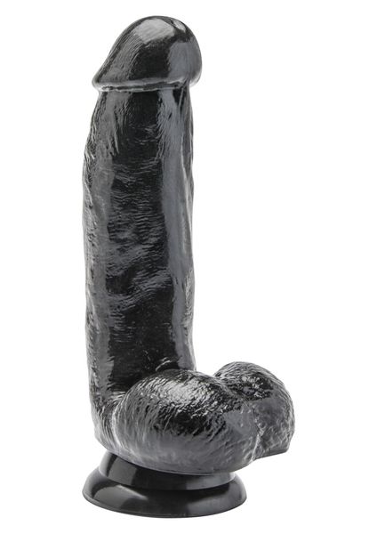 Dildo 6 inch with Balls Black zdjęcie 1