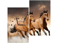 60X60CM ZEGAR STADO KONI OBRAZ DREWNO ŚCIAN KWADRAT