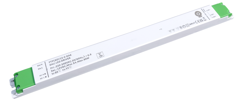 POS LED Driver 12V/5A CV DALI Type 6, Push Dimming, linear plastic case zdjęcie 1