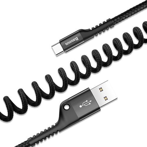 kabel usb do usb-c sprężynowy baseus spring 1m 2a (czarny) na Arena.pl