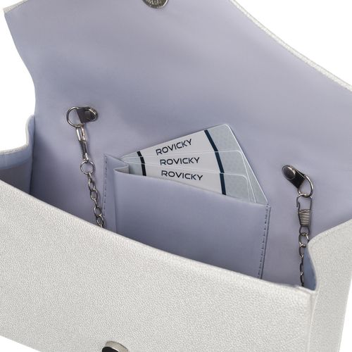 elegancka kopertówka damska w srebrnym kolorze wykonana ze skóry na Arena.pl