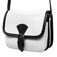 VERA PELLE torebka damska skórzana listonoszka z paskiem V482 biała