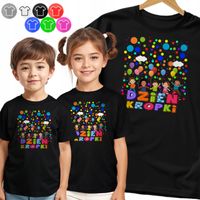 KOSZULKA DZIECIĘCA TSHIRT - NA DZIEŃ KROPKI KOLOROWE KROPKI WZORY - 134 M