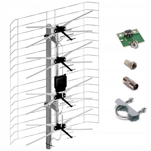 Antena TV zewnętrzna DVB-T2 siatkowa ASP-8 symetryzator MUX-8 Dipol na Arena.pl