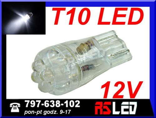 żarówka 4 LED T10 w5w w3w BIAŁA ZIMNA 12v na Arena.pl