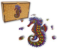 Puzzle Drewniane dla dzieci i  Konik morski w pudełku drewnianym