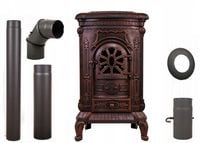 PIEC ŻELIWNY PIECYK KOZA KOMINEK AMBRA 6,5-9KW AKCESORIA ZESTAW