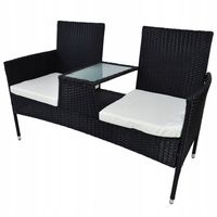 Zestaw mebli ogrodowych stolik z krzesłami technortan czarny komplet mebli