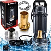 POMPA DO WODY BRUDNEJ CZYSTEJ ZATAPIALNA 550W 14M ZŁĄCZE 1 CAL 2 ADAPTERY