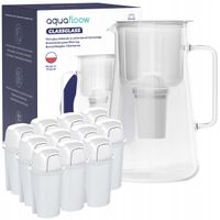 Dzbanek filtrujący szklany AquaFloow ClassGlass 3l biały + 12x filtr wody