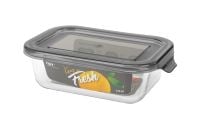 Pojemnik szklany żaroodporny prostokątny z pokrywką do żywności KEEP IT FRESH 370 ml szary