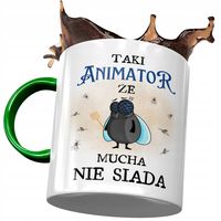 Kubek Zielony Dla Animatora Że Mucha Nie Siada Z Nadrukiem Ze Zdjęciem