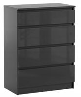 Komoda Szafka Do Sypialni 70 x 40 x 97 CM Pari 4 Czarny Połysk