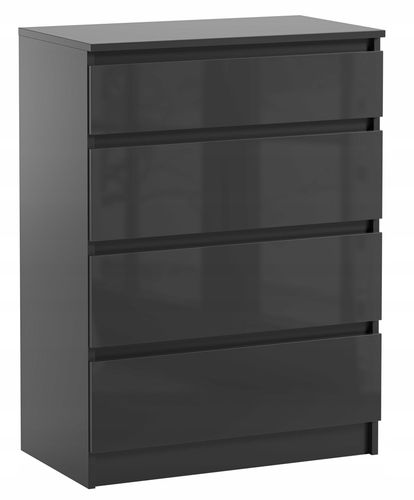 Komoda Szafka Do Sypialni 70 x 40 x 97 CM Pari 4 Czarny Połysk na Arena.pl