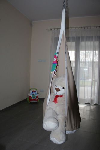 HUŚTAWKA HAMAK KOKON beżowy z białą lamówką na Arena.pl