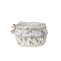 Puzderko wybielane wiklinowy pojemnik z obszyciem Ø21 H15 cm