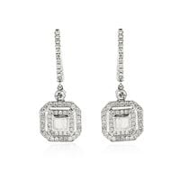 exclusive | kolczyki wiszące z białego złota z diamentami bagietkowymi