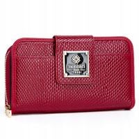 MONNARI Portfel Damski Elegancki Czerwony Skóra Ekologiczna Na Prezent
