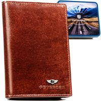 skórzane, duże etui w brązowym kolorze przeznaczone na dokumenty i