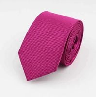Elegancki KRAWAT męski wąski gładki FUKSJA