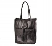 Laura Biaggi – duża torebka shopper czarna błyszcząca AB319