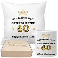 Poduszka i kubek prezent na 40 URODZINY zestaw prezentowy w pudełku