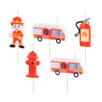 Świeczki urodzinowe na tort Straż Pożarna, 5 szt.