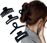 Zestaw 4 solidnych czarnych spinek do włosów duża klamra