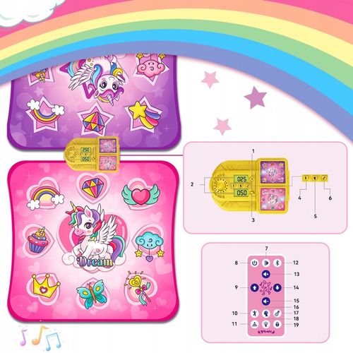 MATA DO TAŃCZENIA MUZYCZNA DLA DZIECI INTERAKTYWNA LED BLUETOOTH 9 × POZIOM na Arena.pl