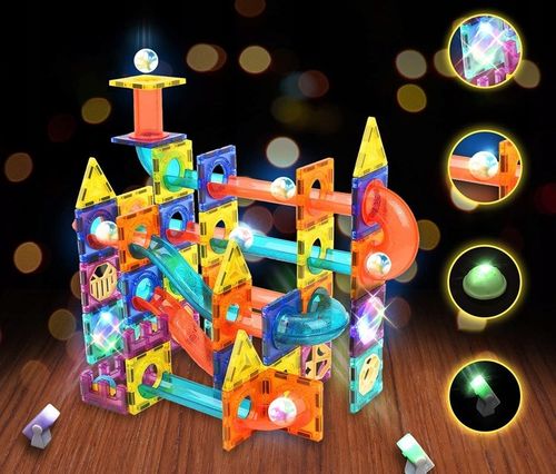 KLOCKI MAGNETYCZNE SWIECĄCE TOR KULKOWY KONSTRUKCYJNY 110 ELE KULODROM DUŻE na Arena.pl