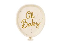 Talerzyki papierowe Oh baby beżowe baby shower 6 szt.