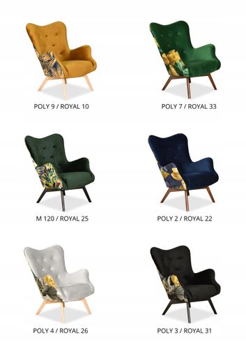 Fotel skandynawski uszak Luna Print Duo Family meble do biblioteki czytelni na Arena.pl