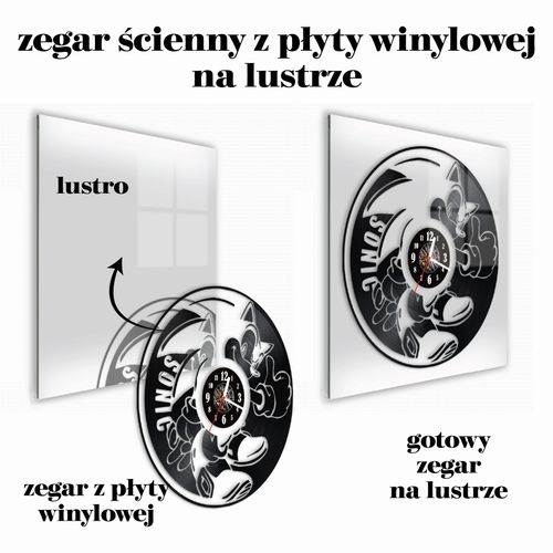Zegar Ścienny z płyty winylowej na lustrze BAJKI 64 wzory 30x30cm na Arena.pl