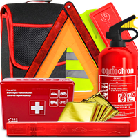 Apteczka Gaśnica 1kg Trójkąt Folia NRC Kamizelka Odblaskowa Torba Organizer