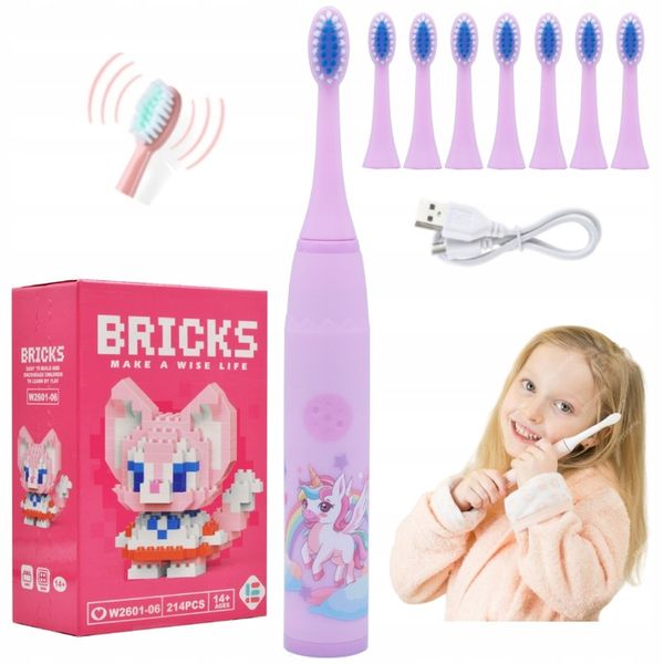 SZCZOTECZKA SONICZNA DO ZĘBÓW DLA DZIECI ELEKTRYCZNA FIOLET+KOŃCÓWKI+GRATIS zdjęcie 4