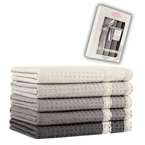 Komplet 5 ściereczki waflowe kuchenne 40x60 zestaw bawełna gipiura V3 na Arena.pl