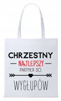 Torba Biała Eco Shopper Dla Chrzestnego Prezent Z Nadrukiem Ze Zdjęciem