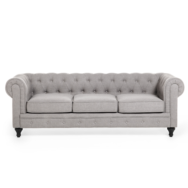 Sofa 3-osobowa jasnoszara CHESTERFIELD zdjęcie 1