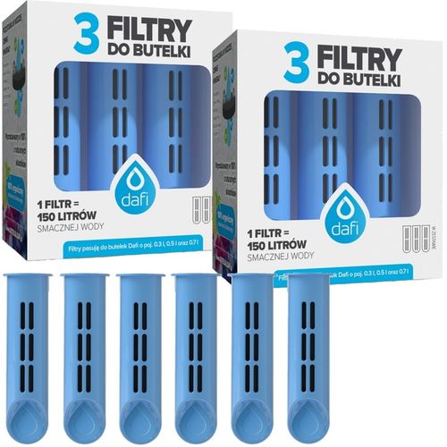 DAFI komplet 6 Filtrów wkładów do wody do butelki SOFT SOLID - Niebieskie na Arena.pl